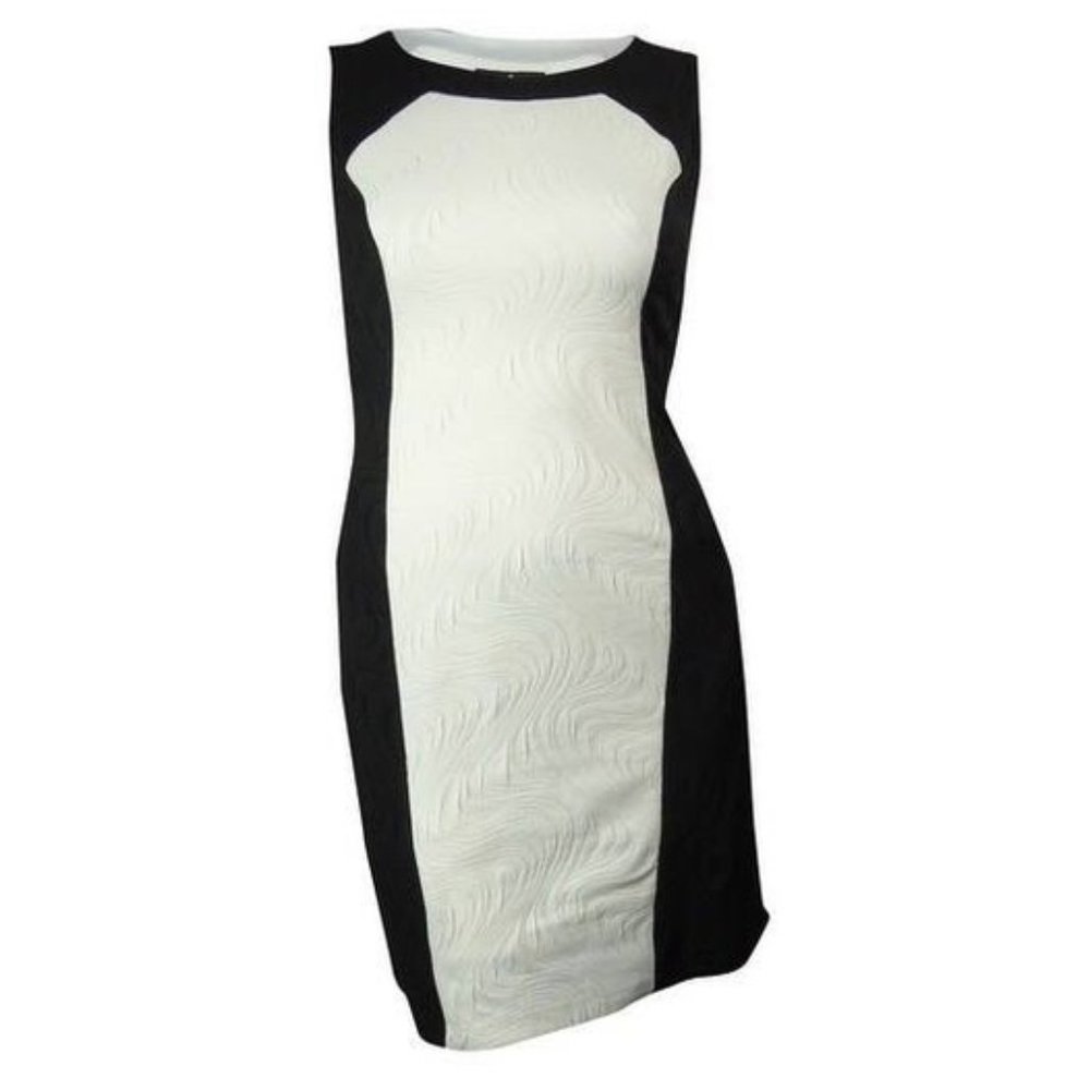 Ronni Nicole Black & White Matelasse Sheath Dress